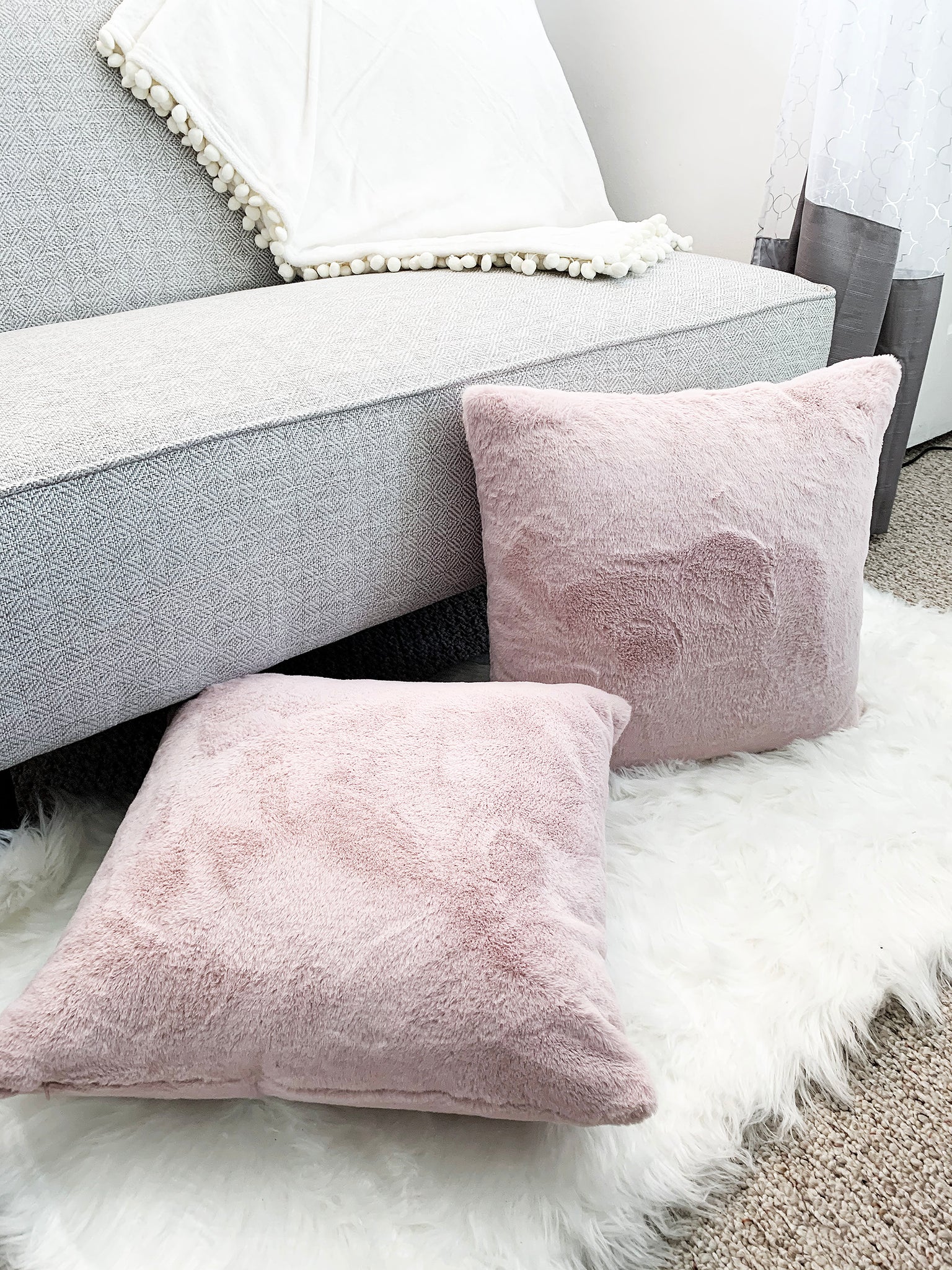 Pink Faux Fur Throw pillow cover