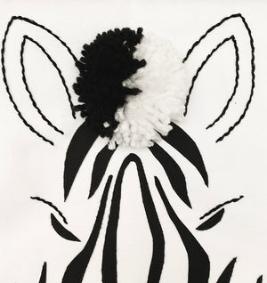Handcrafted Embroidered with Applique Zebra Head Pillow Cover