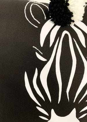 Handcrafted Embroidered with Applique Zebra Head Pillow Cover