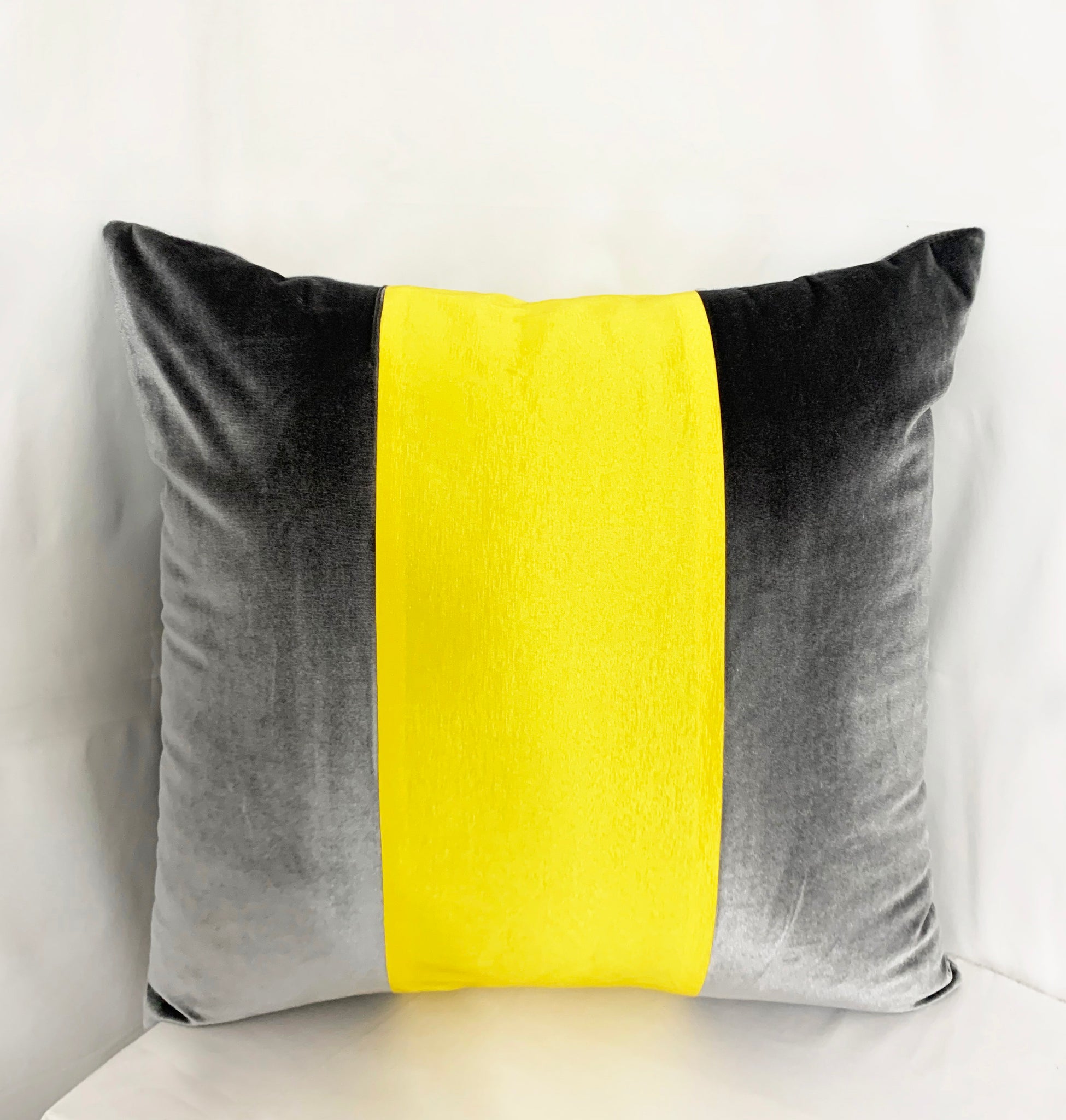 Neon Yellow and Silver Throw Pillow Cover